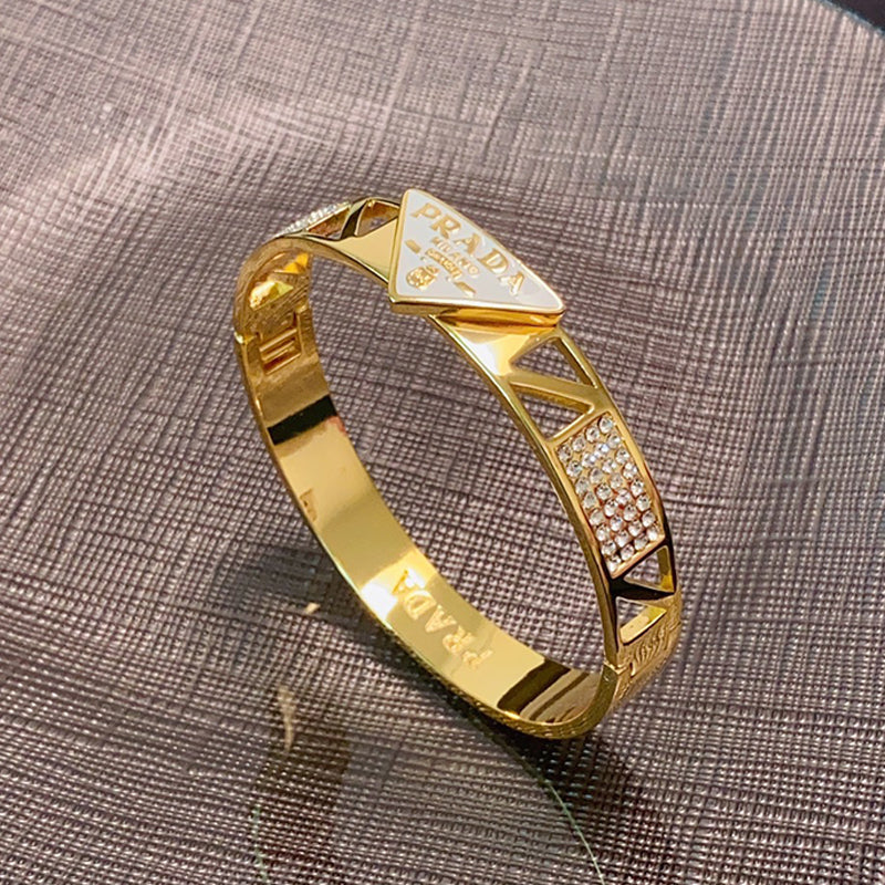 Prada Triangle Diamond 18K Gold Bracelet