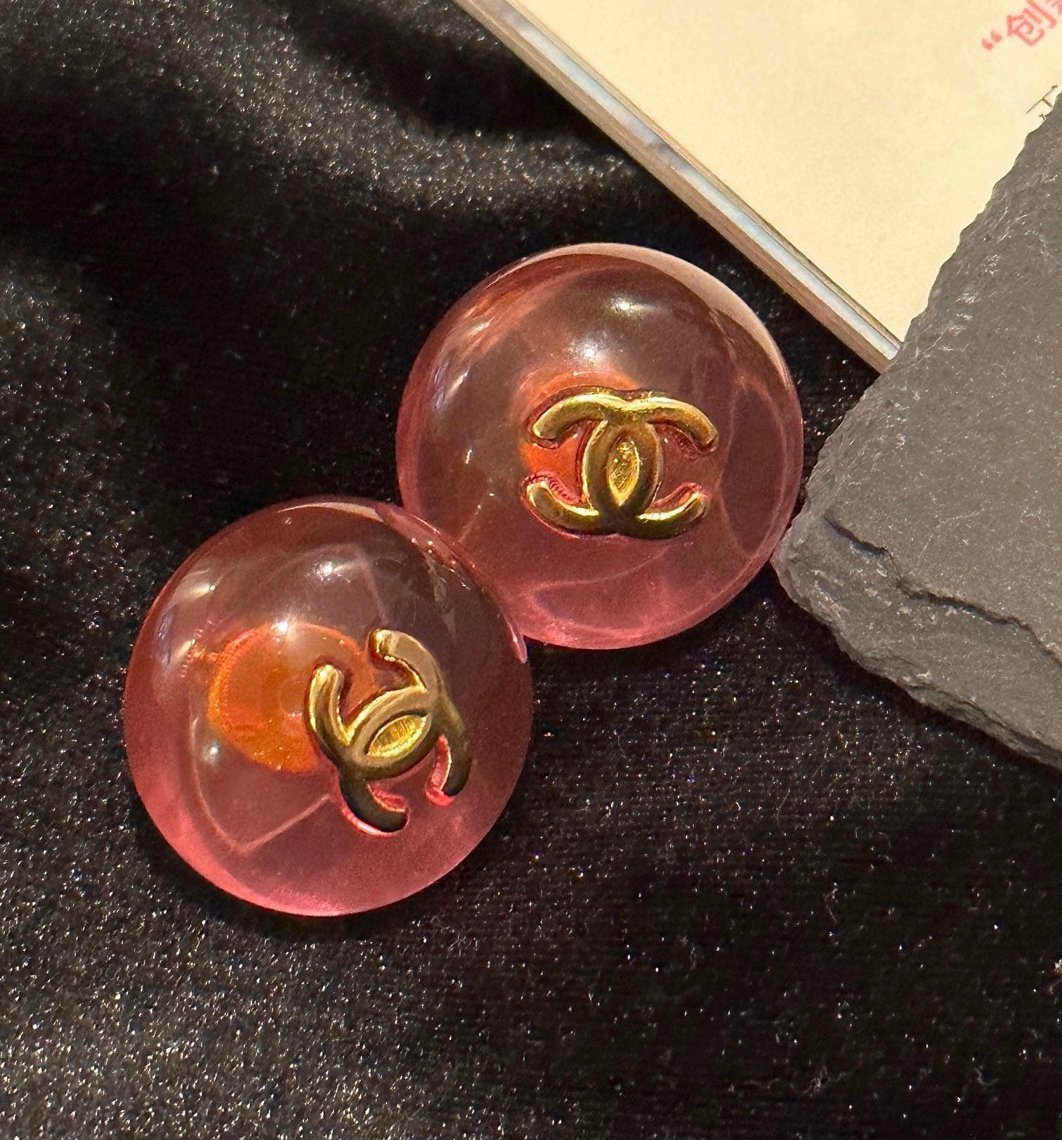 Chanel Pink Crystal 18K Gold Earrings