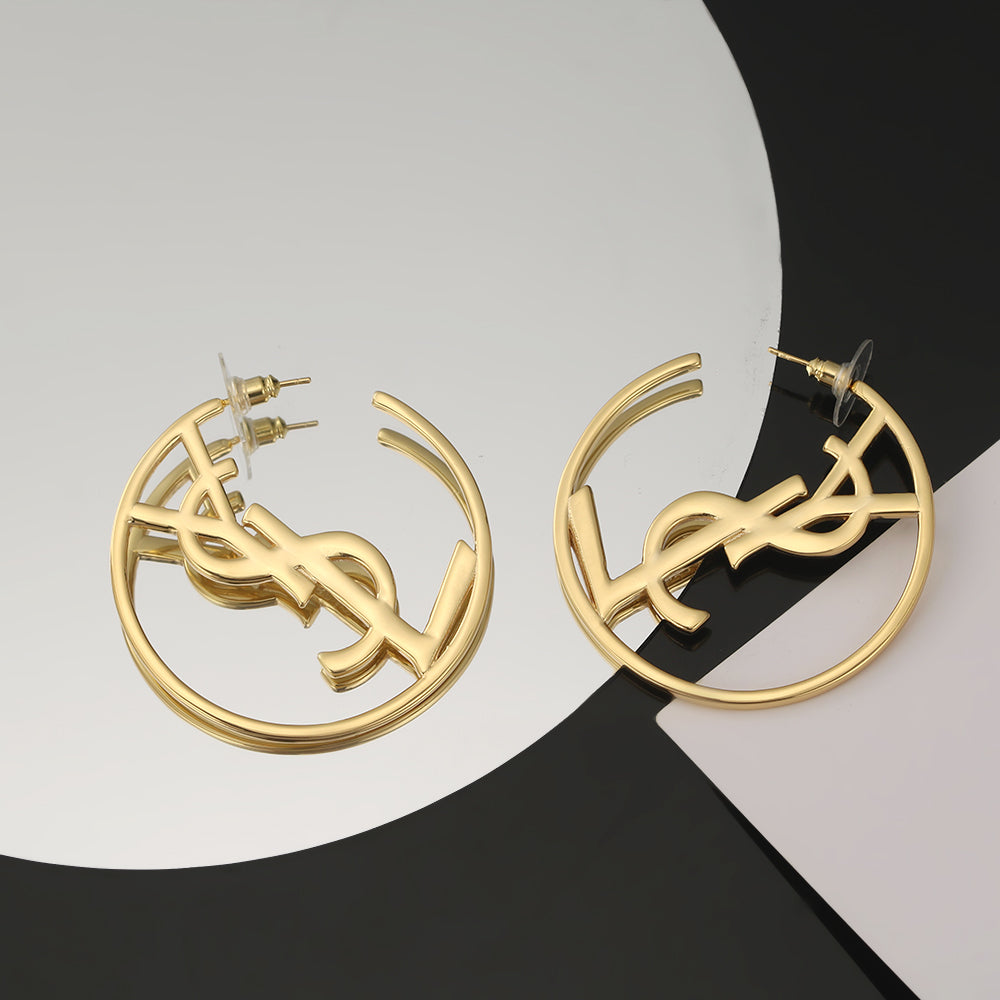 YSL Monogram 18K Gold Earrings