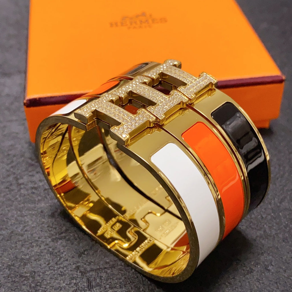 Hermes Clic Diamond 18K Gold Bracelet