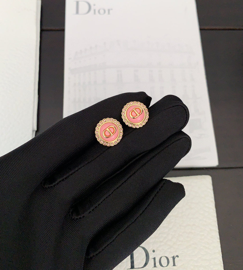 Chanel Pink Crystal 18K Gold Earrings