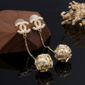 Chanel Pearl Long 18K Gold Earrings