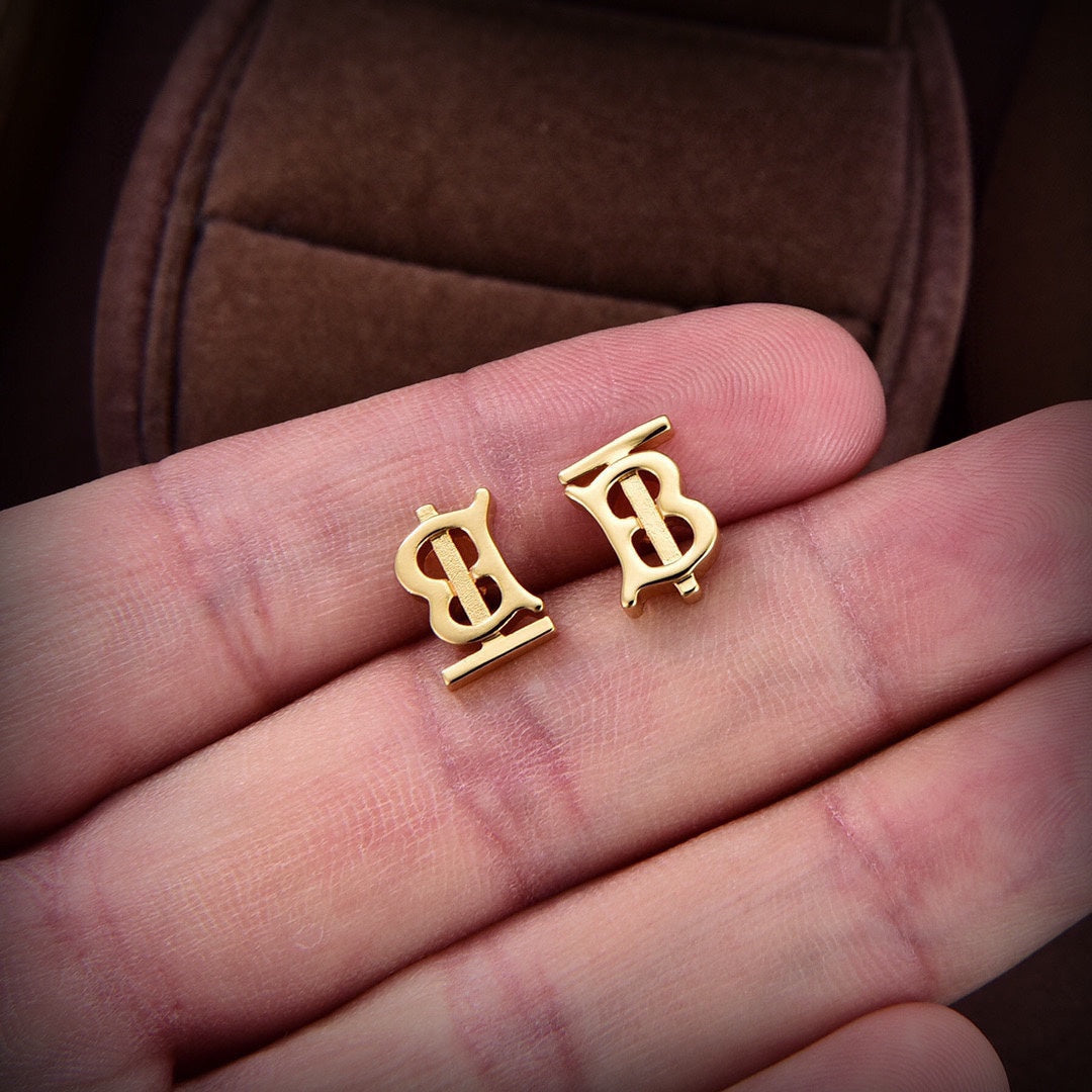 Balenciaga Logo 18K Gold Earrings