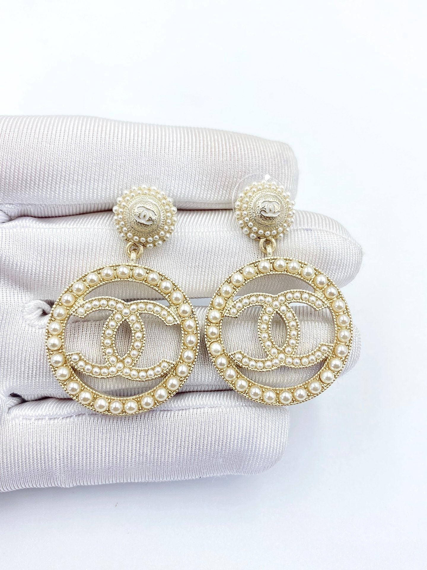 Chanel Pearl 18K Gold Earrings