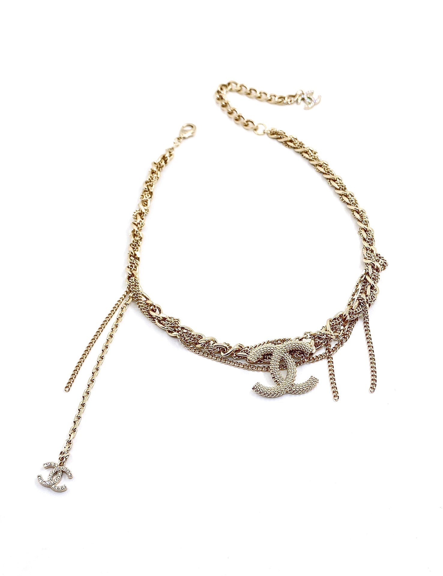 Chanel Crystals Choker 18K Gold Necklace