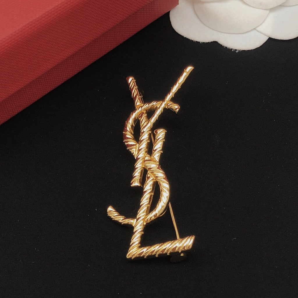 YSL Gold 18K Gold Brooch