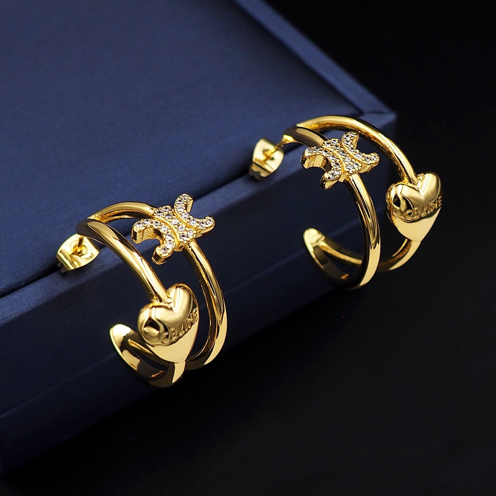 Celine Heart 18K Gold Earrings