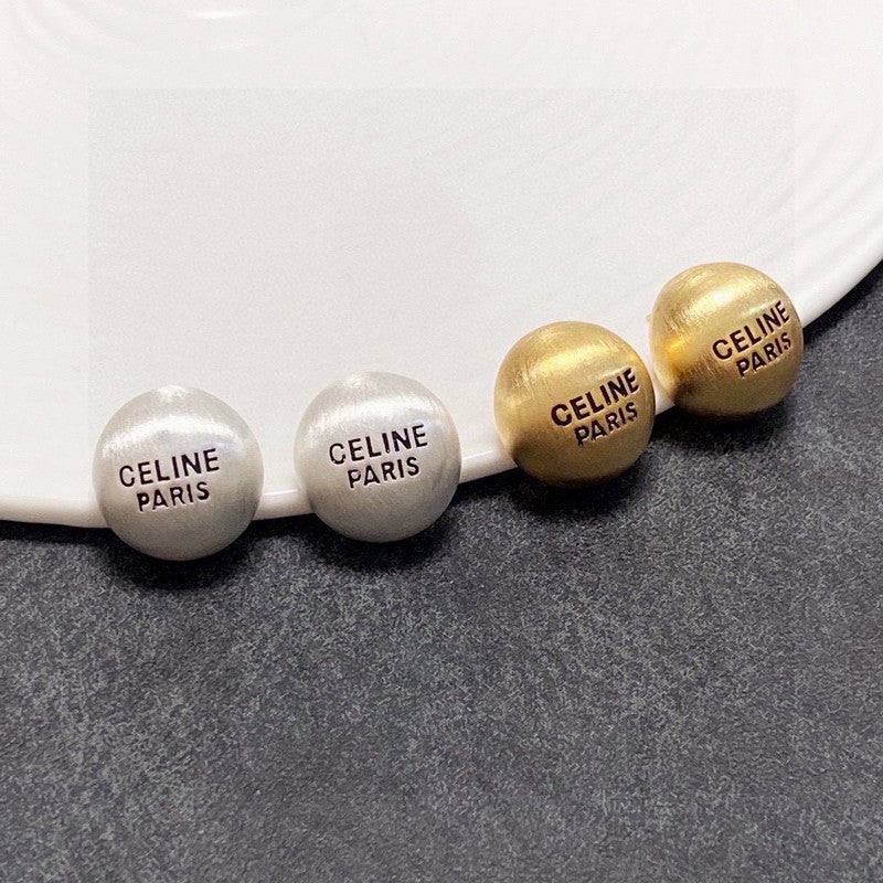 Celine Round 18K Gold Earrings
