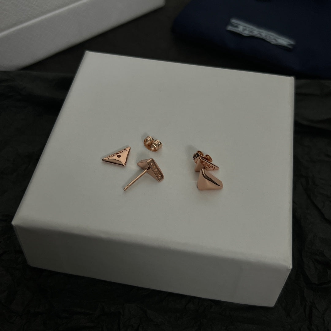 Prada Triangle 18K Gold Earrings
