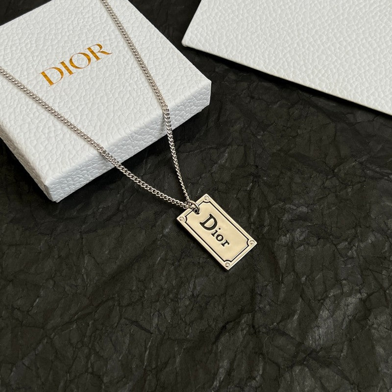 Dior Oblique Plate Pendant 18K Gold Necklace