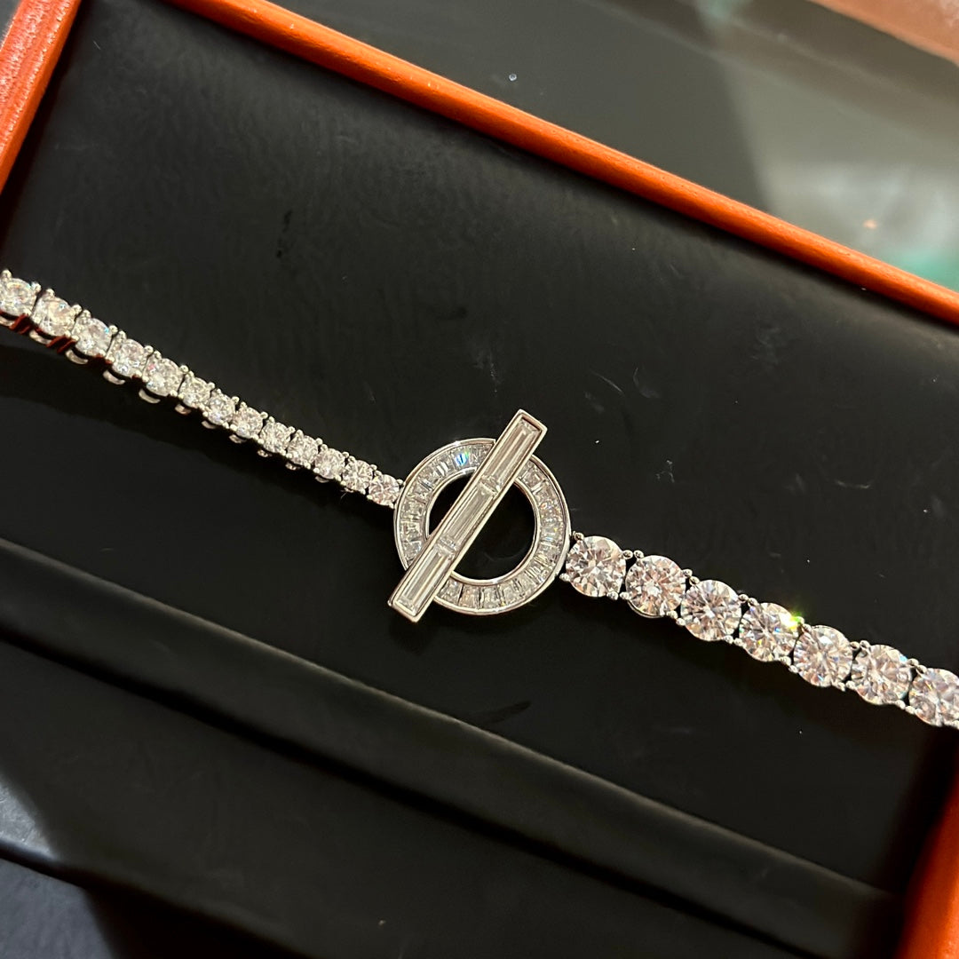 Hermes Finesse Link Diamond 18K Gold Bracelet