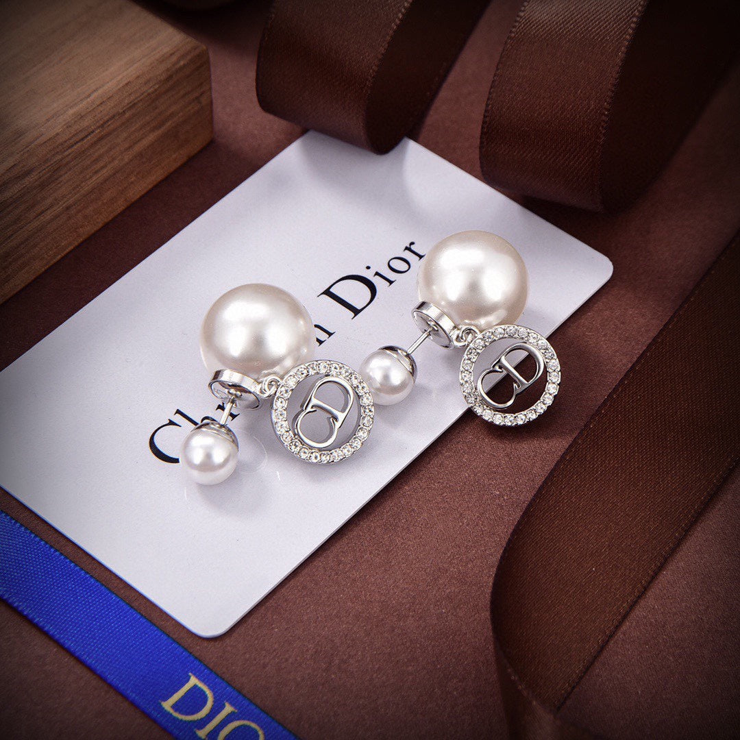 Dior Tribales White Resin Pearls 18K Gold Earrings