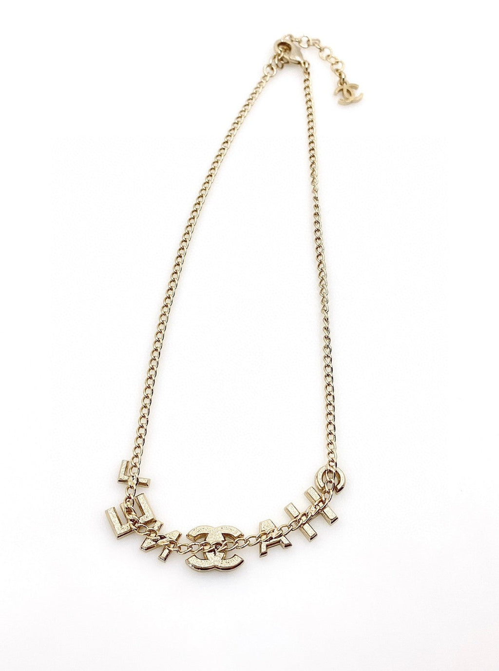 Chanel Script Diamonds 18K Gold Necklace