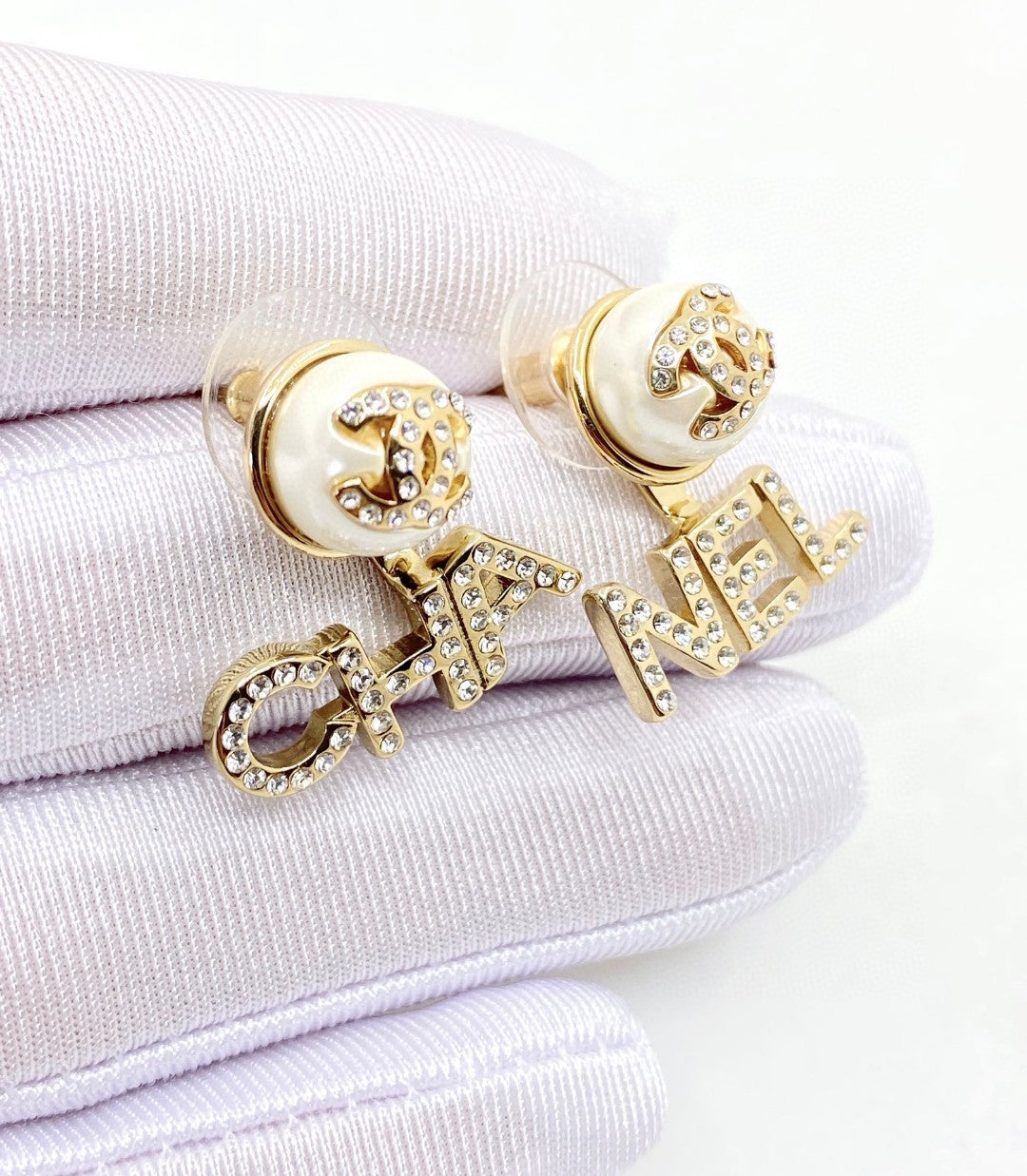 Chanel Diamonds Script 18K Gold Earrings