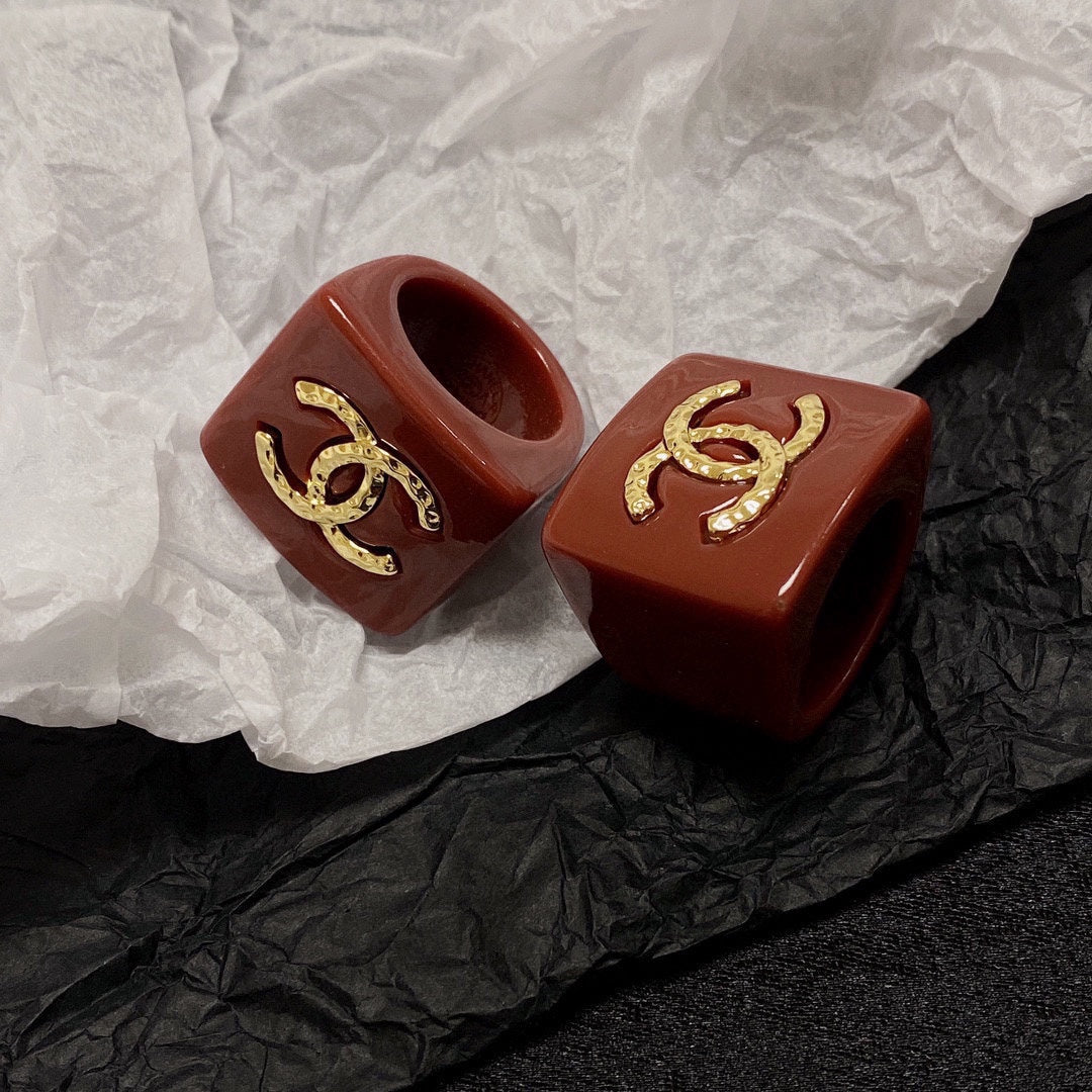 Chanel Vintage Red 18K Gold Ring
