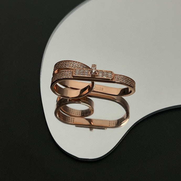 Hermes Kelly Gavroche Double 18K Gold Ring