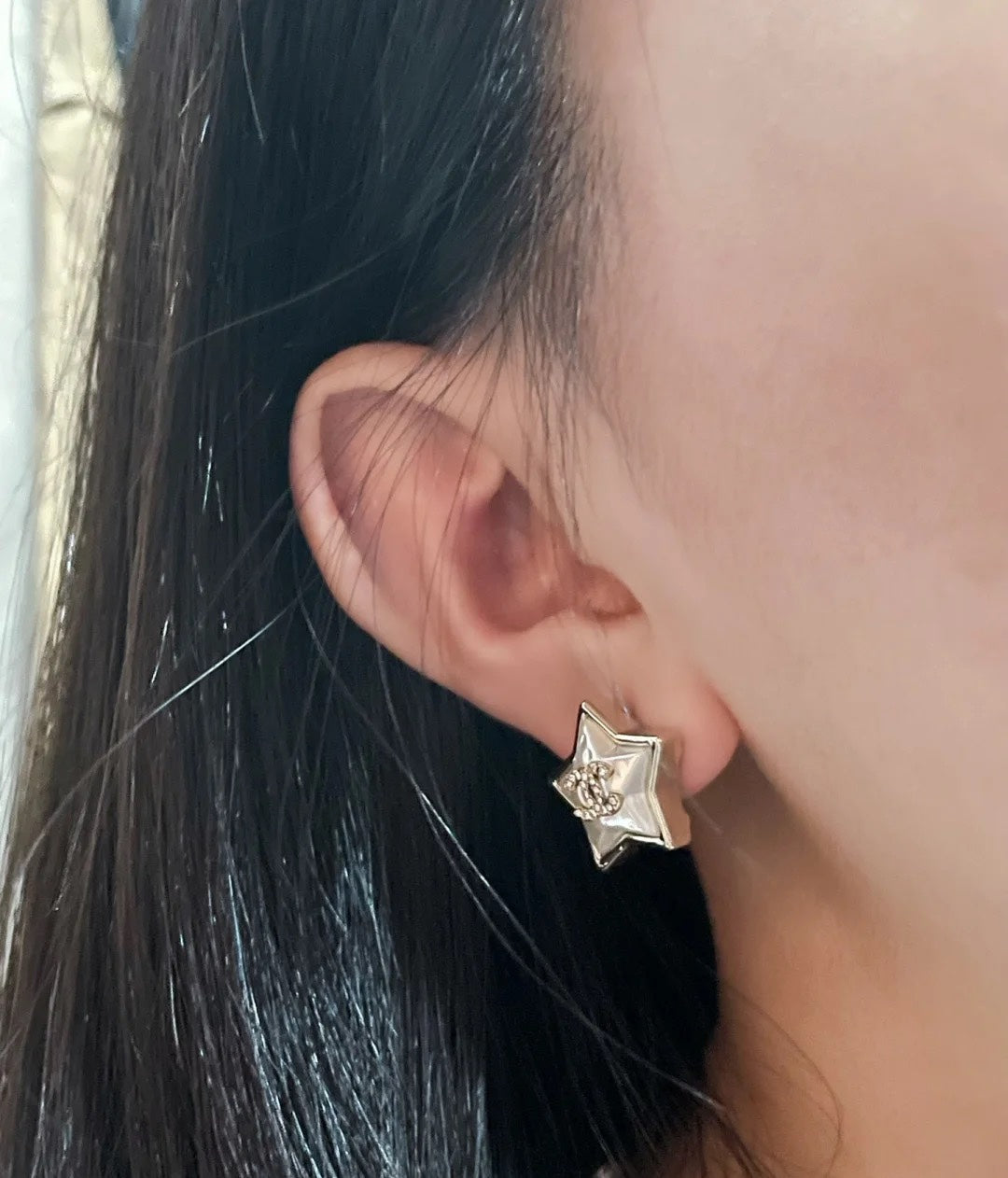 Chanel Star Pearl 18K Gold Earrings