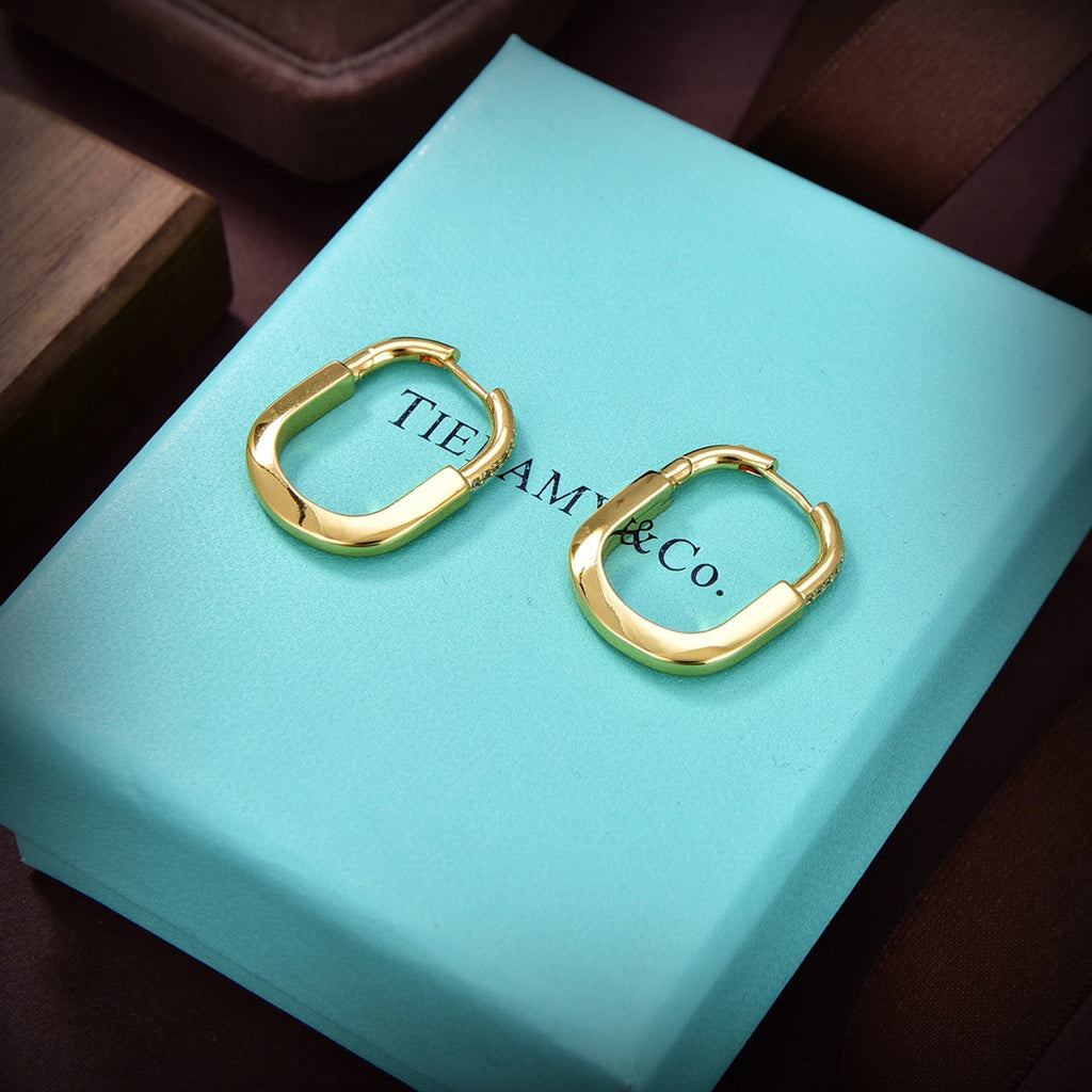Tiffany Lock Diamonds Medium 18K Gold Earrings