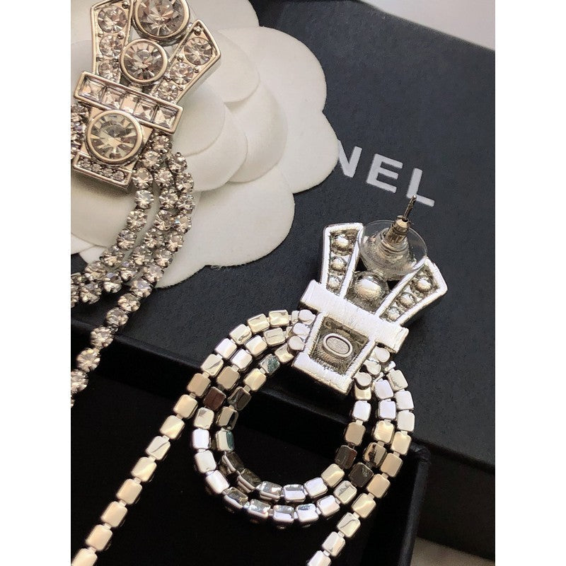 Chanel Tassel Crystal 18K Gold Earrings