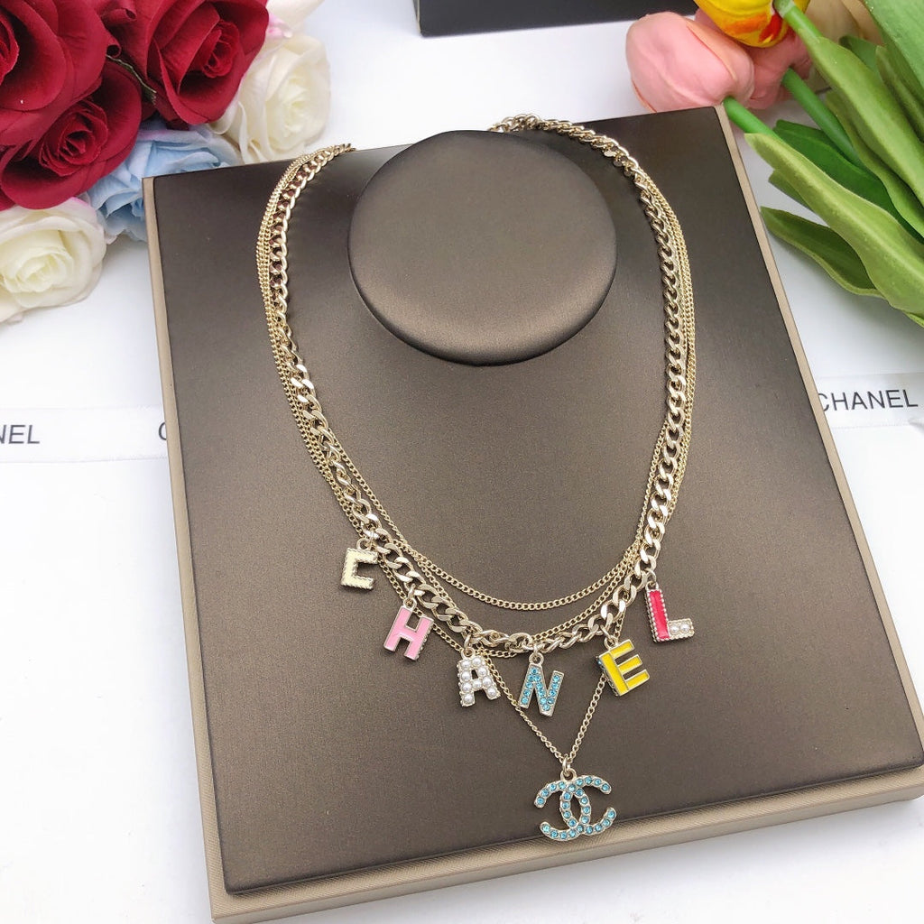 Chanel Color Typo 18K Gold Necklace