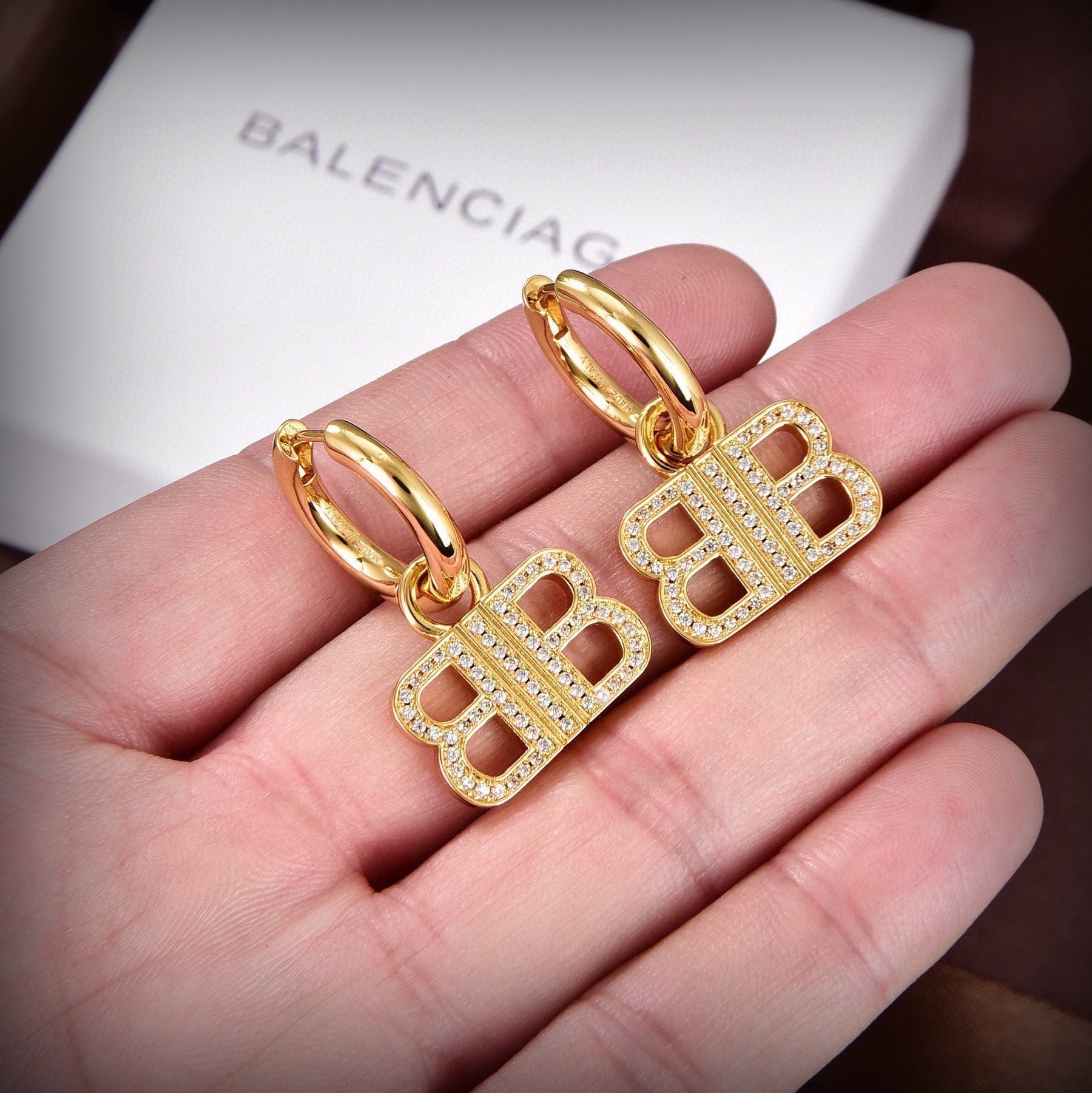 Balenciaga Pendant 18K Gold Earrings