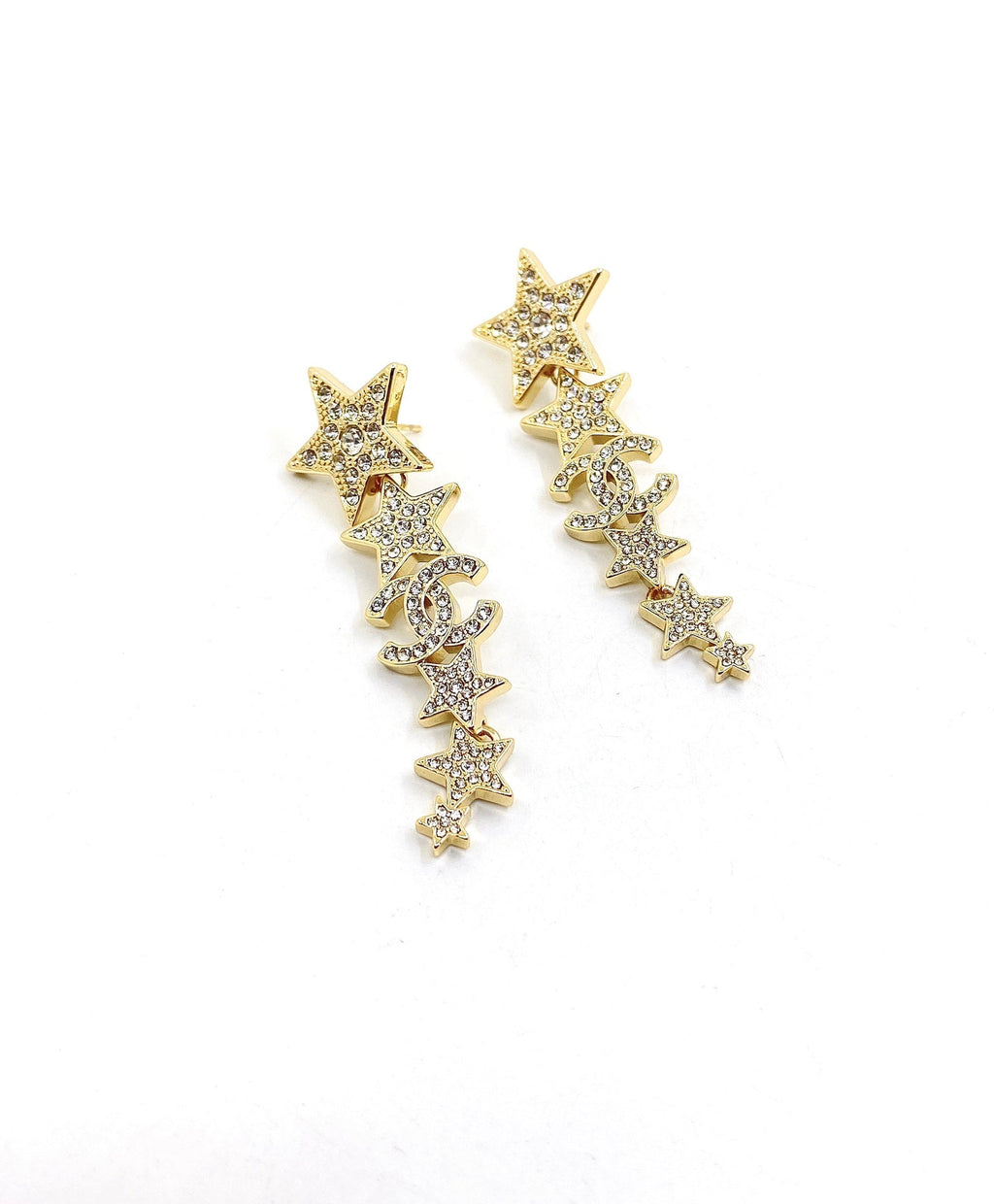 Chanel Star Diamonds Pendant 18K Gold Earrings