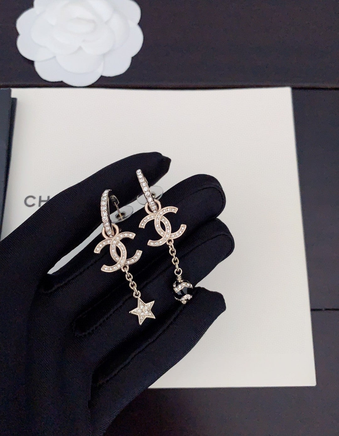 Chanel Pearl Long Pendant 18K Gold Earrings