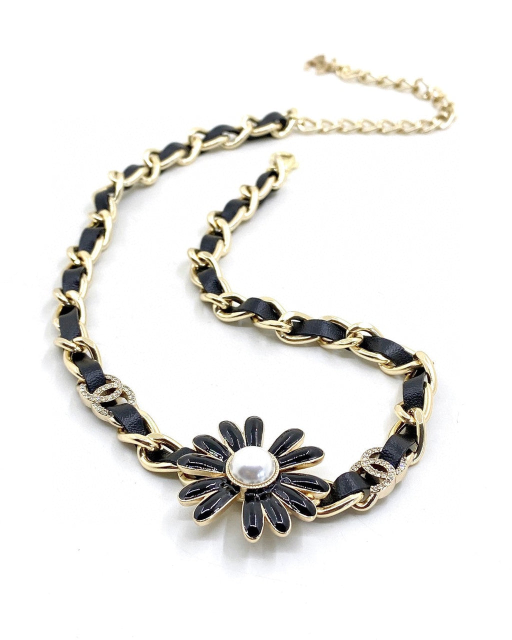 Chanel Black Daisy 18K Gold Necklace