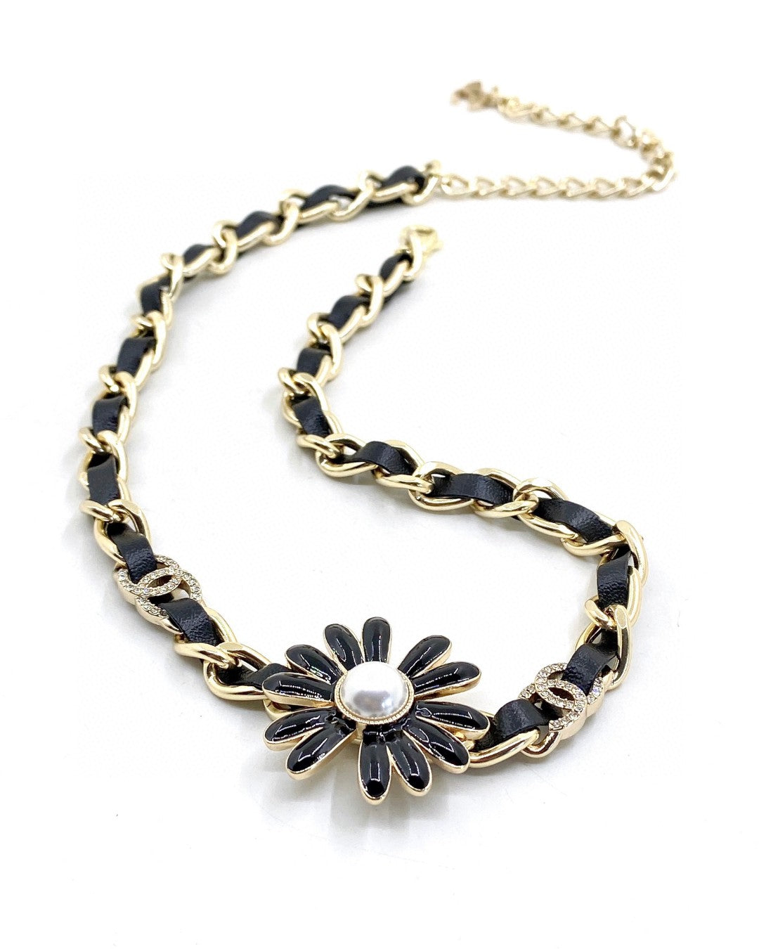 Chanel Black Daisy 18K Gold Necklace