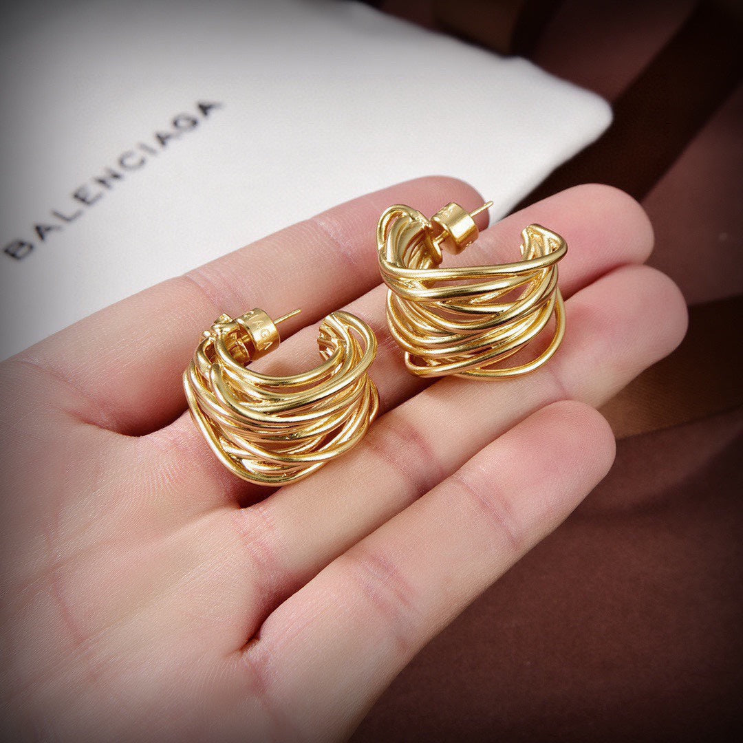 Balenciaga Wire 18K Gold Earrings