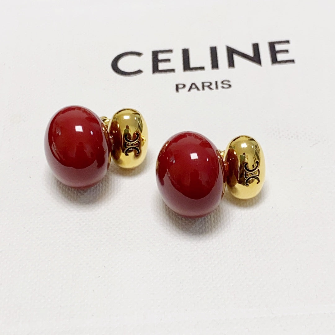 Celine Red 18K Gold Earrings