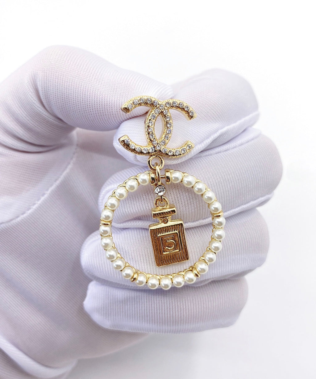 Chanel No.5 Perfume Bottle 18K Gold Earrings