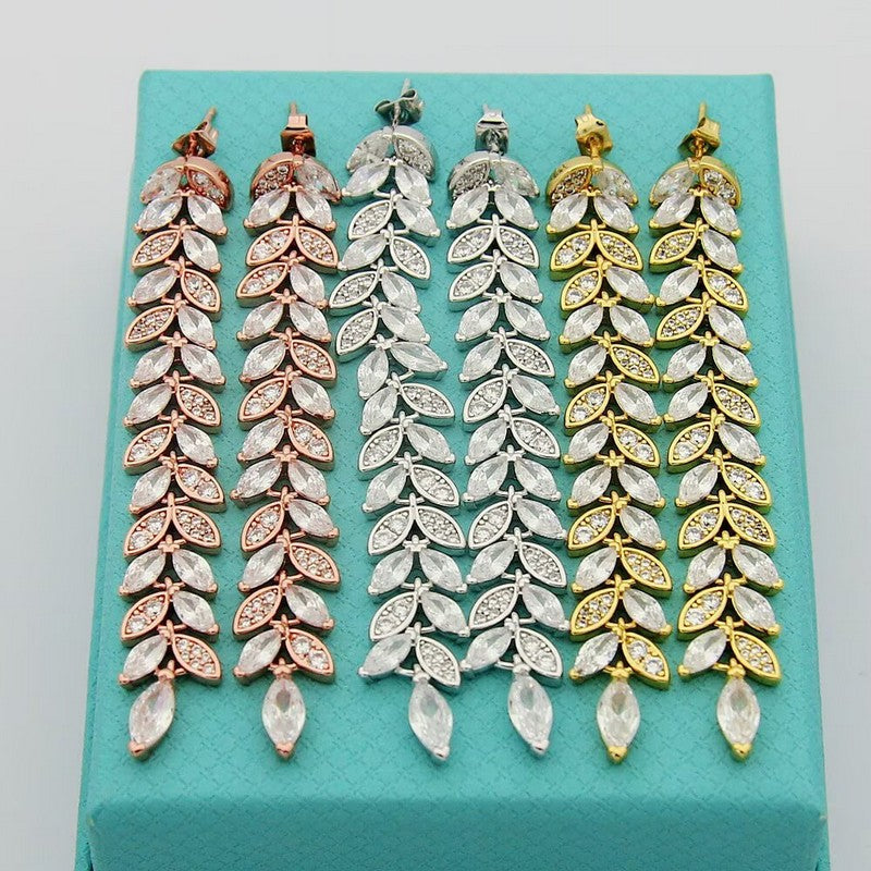 Tiffany Victoria Diamond Vine Drop 18K Gold Earrings