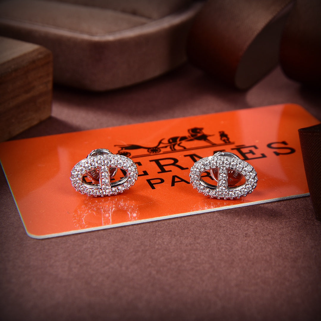 Hermes Farandole Diamond 18K Gold Earrings