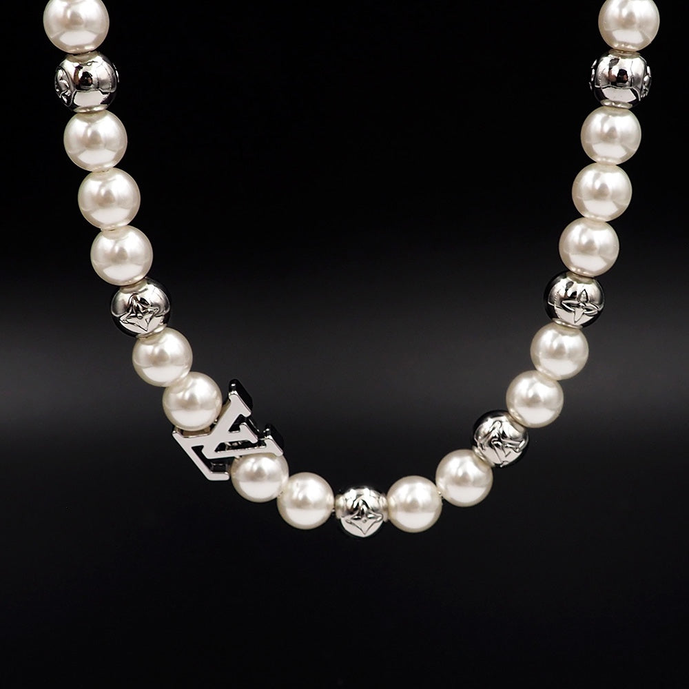 Louis Vuitton Monogram Pearls 18K Gold Necklace