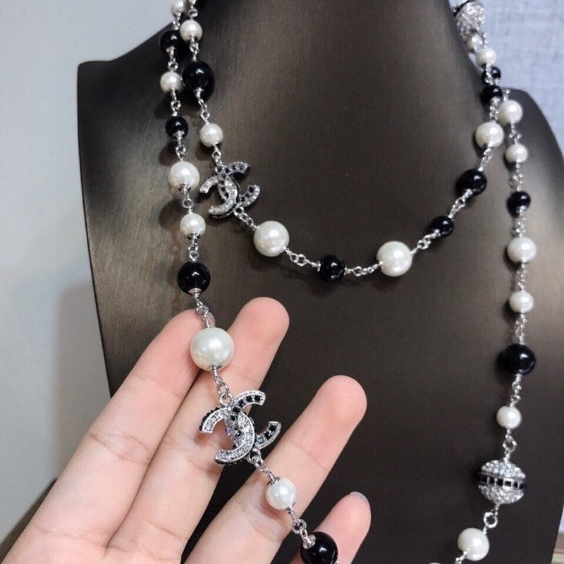 Chanel Long Black Pearl 18K Gold Necklace