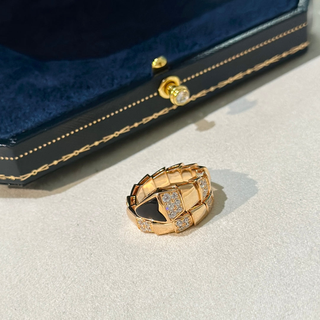 Bvlgari Serpenti Viper Black 18K Gold Ring