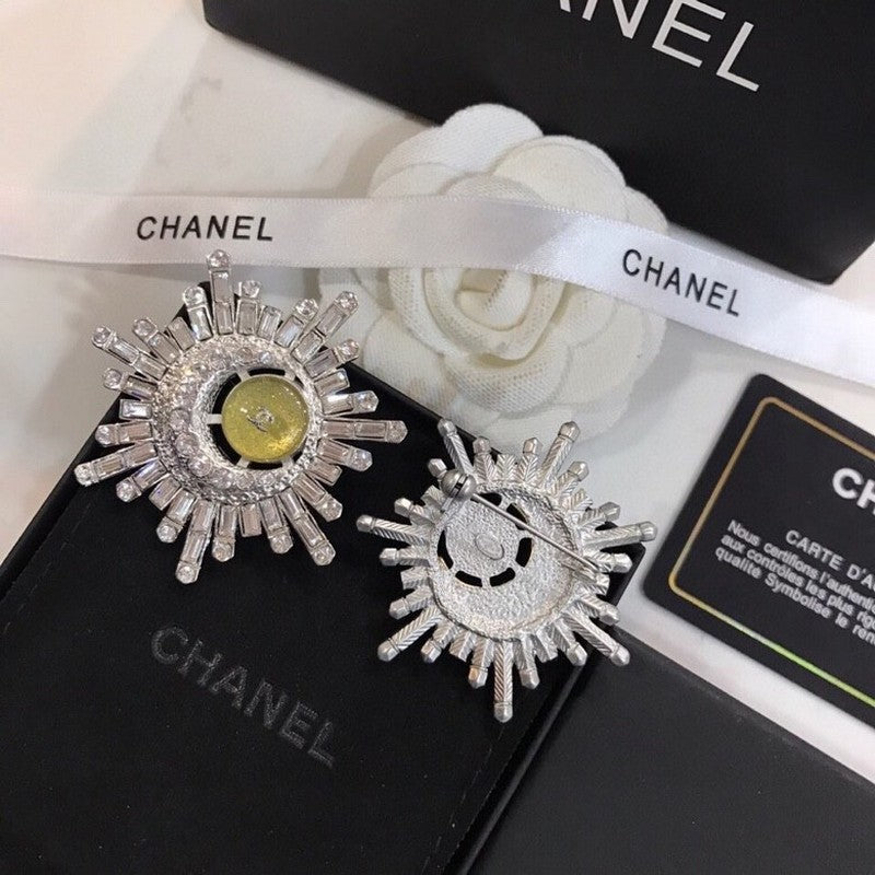 Chanel Crystal 18K Gold Brooch