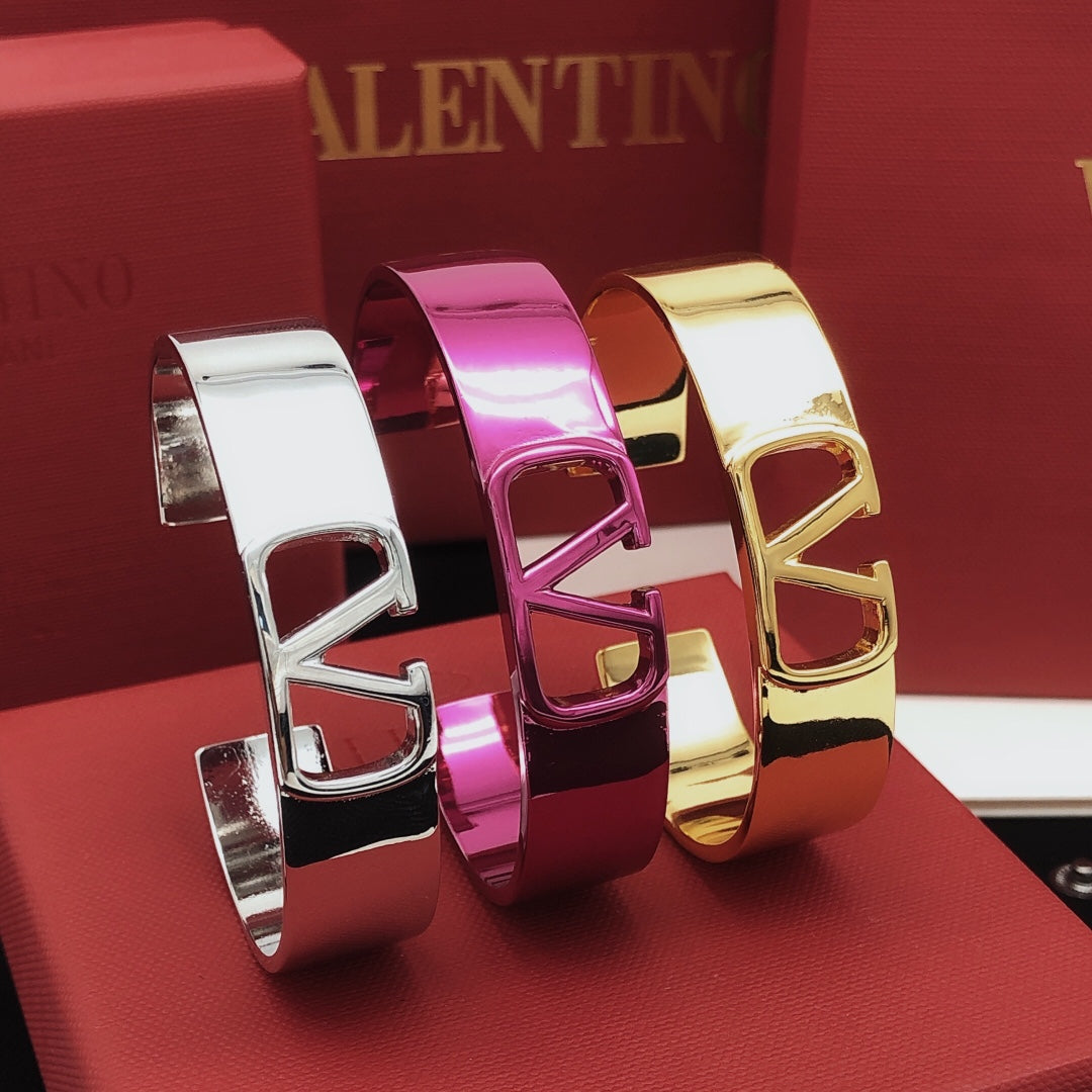 Valentino Pink Cuff 18K Gold Bracelet
