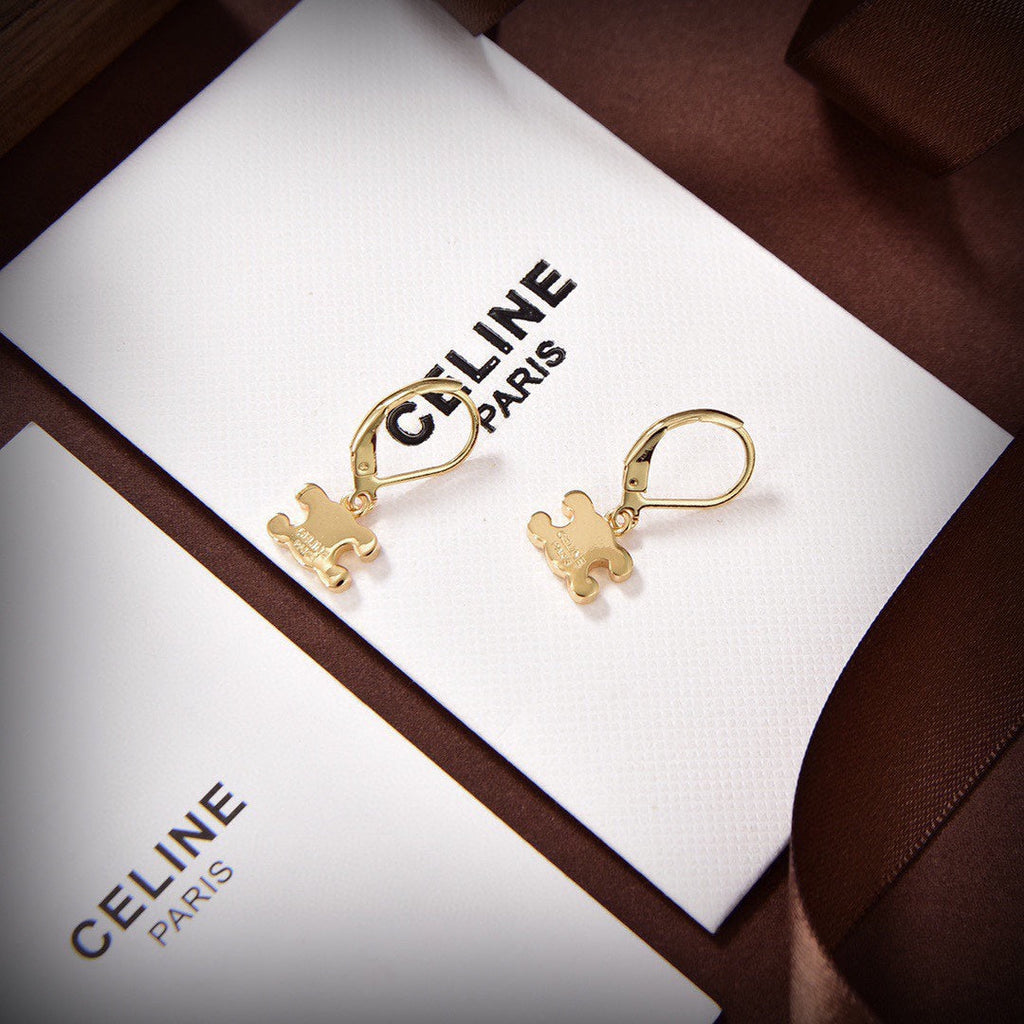 Celine Rhinestone 18K Gold Earrings