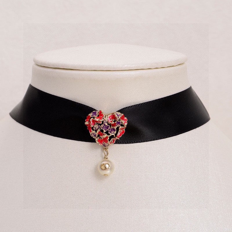 Dior 30 Montaigne Red Crystals Choker 18K Gold Necklace