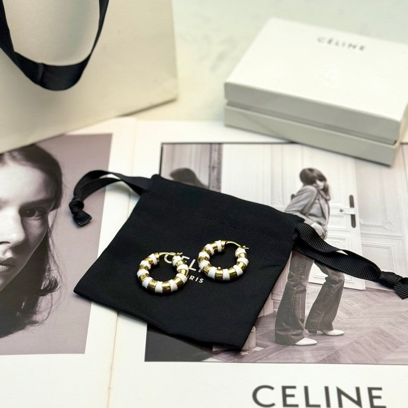 Celine Pearl Round Gold 18K Gold Earrings