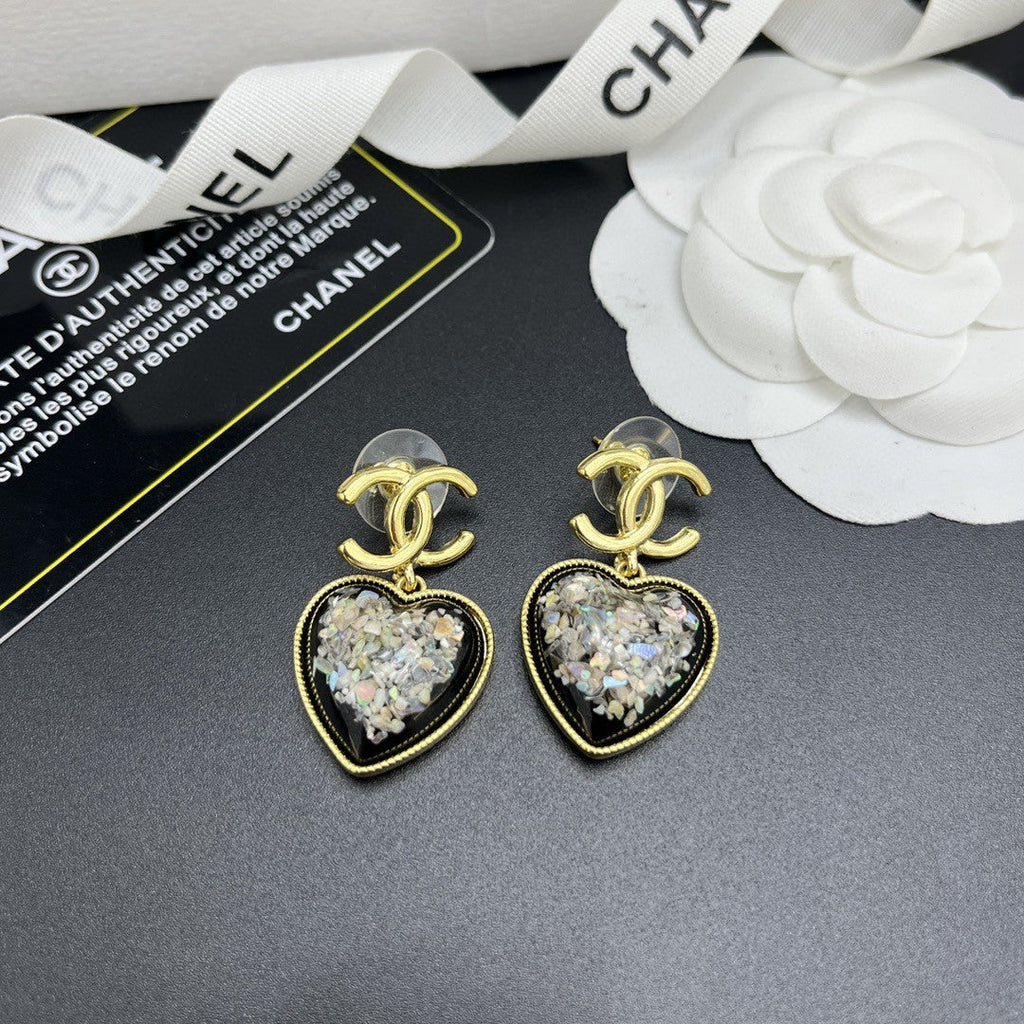 Chanel Multi-Color Crystals Heart 18K Gold Earrings