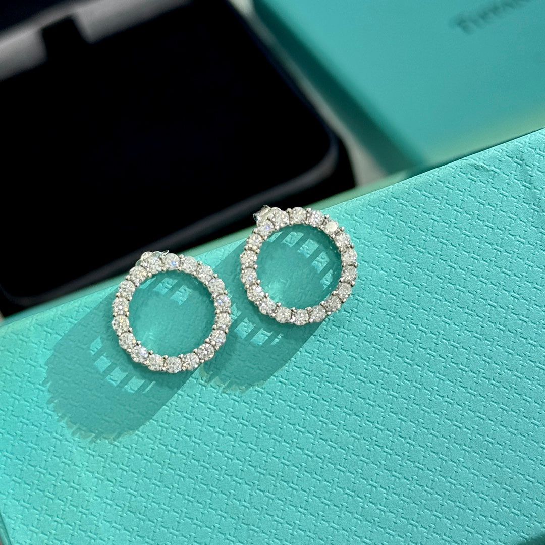 Tiffany Circle Diamonds 18K Gold Earrings
