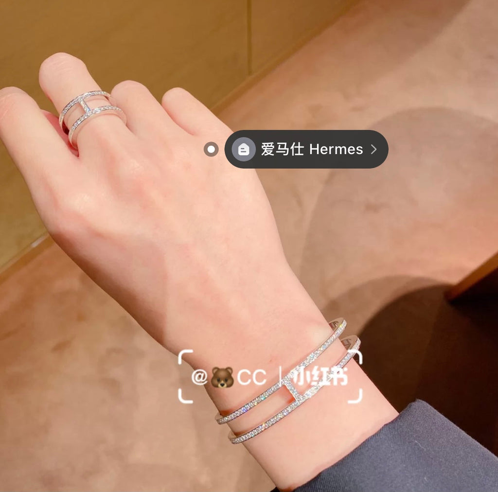Hermes Ever Chain D¡ ̄ancre Cuff Diamond 18K Gold Bracelet