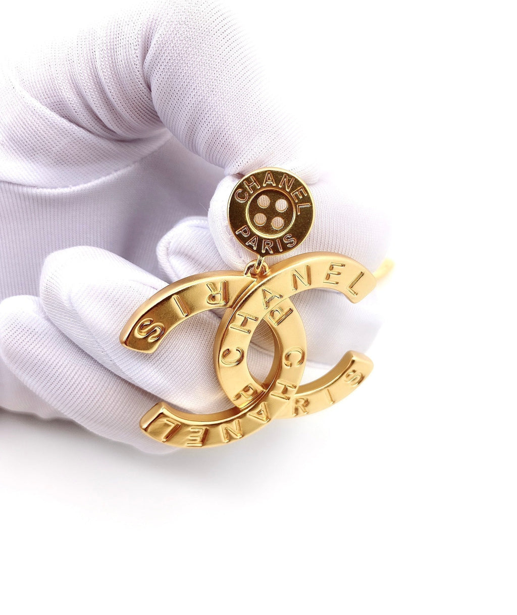 Chanel Drop Pendant 18K Gold Earrings