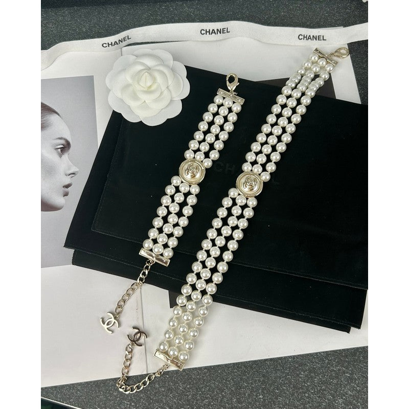 Chanel Choker Pearl Chain 18K Gold Necklace