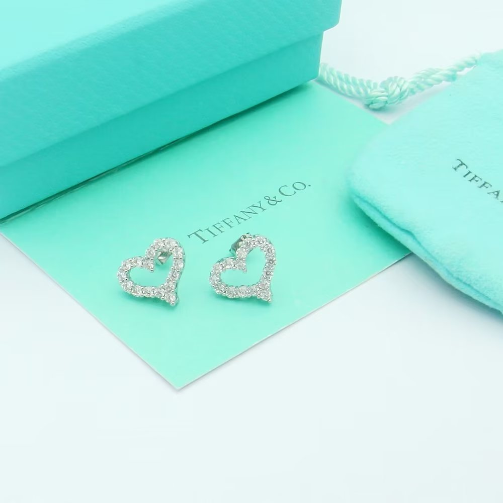 Tiffany Heart Diamonds 18K Gold Earrings