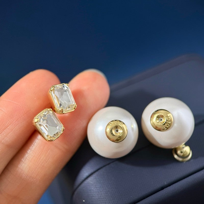 Dior Pearl Crystal 18K Gold Earrings