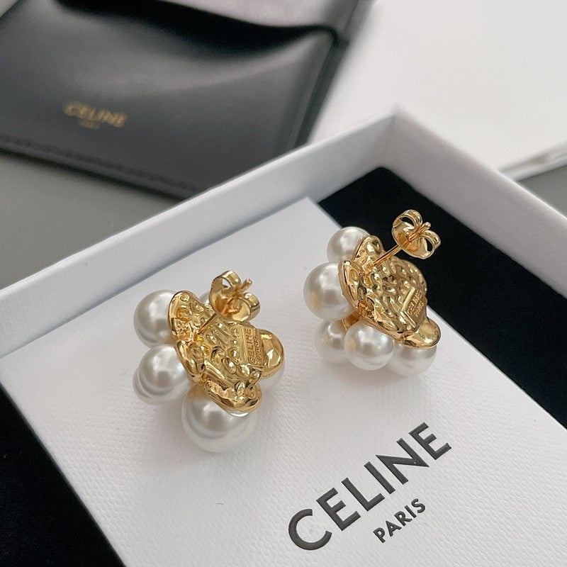 Celine Pearls Gold 18K Gold Earrings